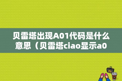 贝雷塔出现A01代码是什么意思（贝雷塔ciao显示a04）