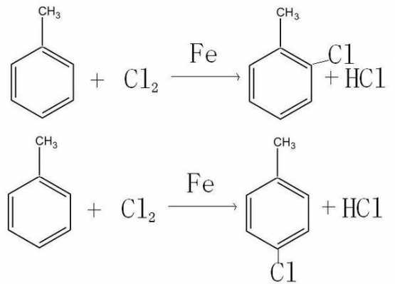 甲苯加氯气和铁生成什么（甲苯和氯气在铁的条件下生成物名称）